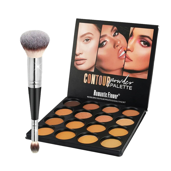 Joyeee Concealer-Konturierungspalette, 16 Farben mittlere bis dunkle Farbkorrektur-Kosmetik-Puderpal