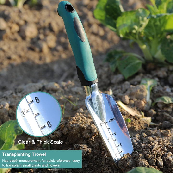 BIGP 3 Stücke Gartengerät Set, Gartenwerkzeug Set aus Aluminiumguss mit Handkelle, Pflanzkelle, Hark