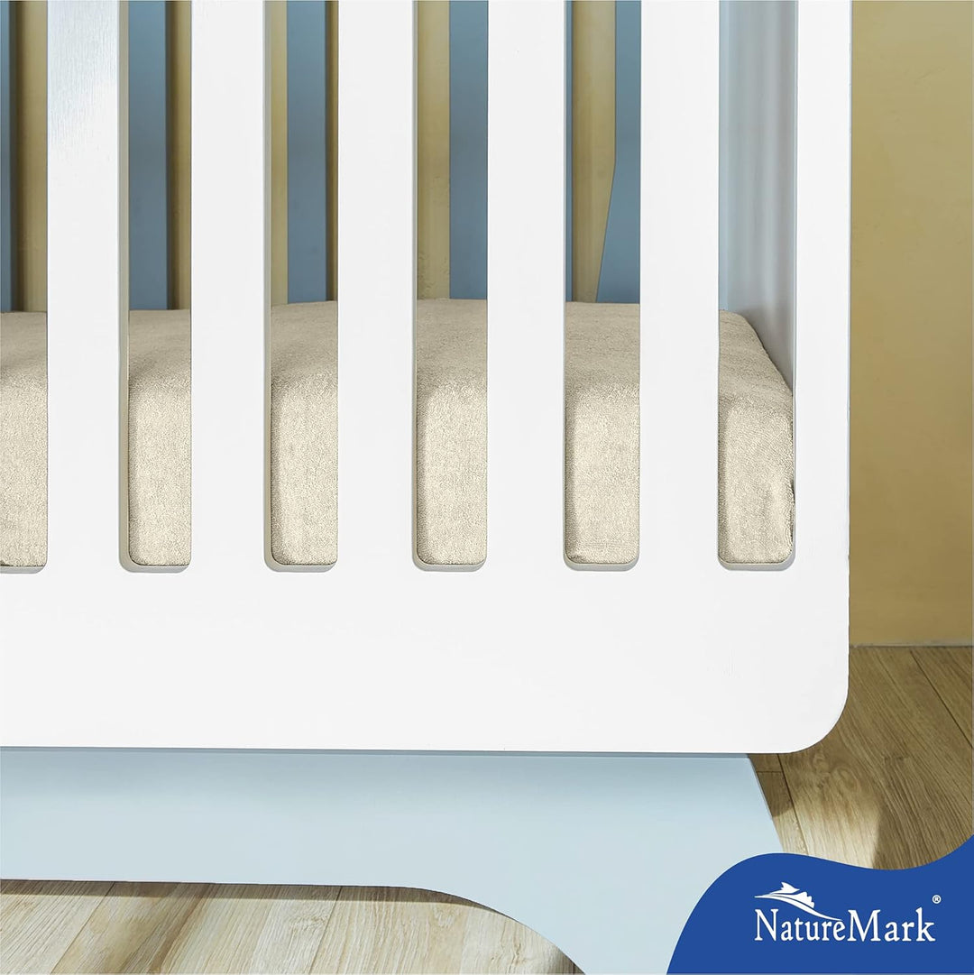 NatureMark 2er Pack Kinder FROTTEE Spannbettlaken, Spannbetttuch kuschelig weich, für Babybett und K