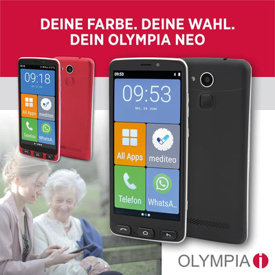 Olympia Neo 16 GB Smartphone für Senioren | Extragrosse Darstellung | Hörgerätekompatibel | Notrufta