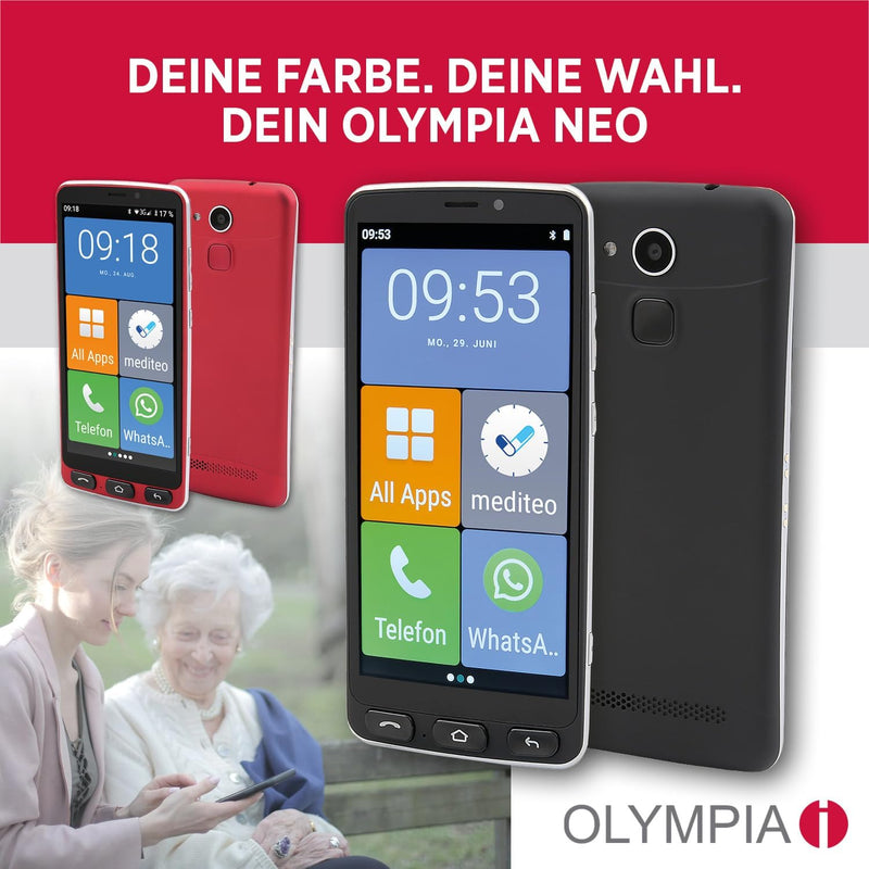 Olympia Neo 16 GB Smartphone für Senioren | Extragrosse Darstellung | Hörgerätekompatibel | Notrufta