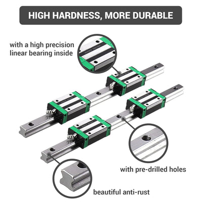 BEVDICNC HGR20 200mm Linearschiene 2 Stück Linearführung mit 4 Stück HGH20CA Schlittenschieberblock