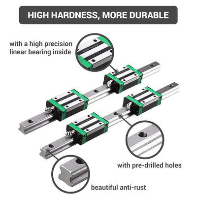 BEVDICNC HGR20 600mm Linearschiene 2 Stück Linearführung mit 4 Stück HGH20CA Schlittenschieberblock