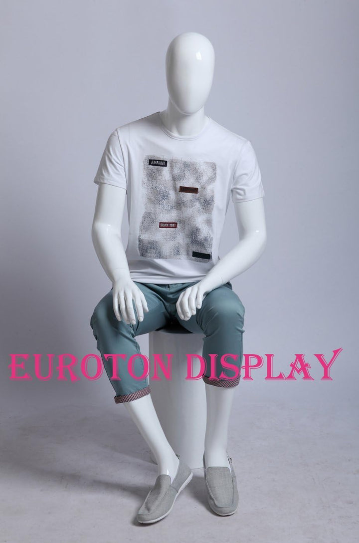 Euroton XM-16B weiss lackierte abstrakte sitzende Schaufensterpuppe Mannequin Mann