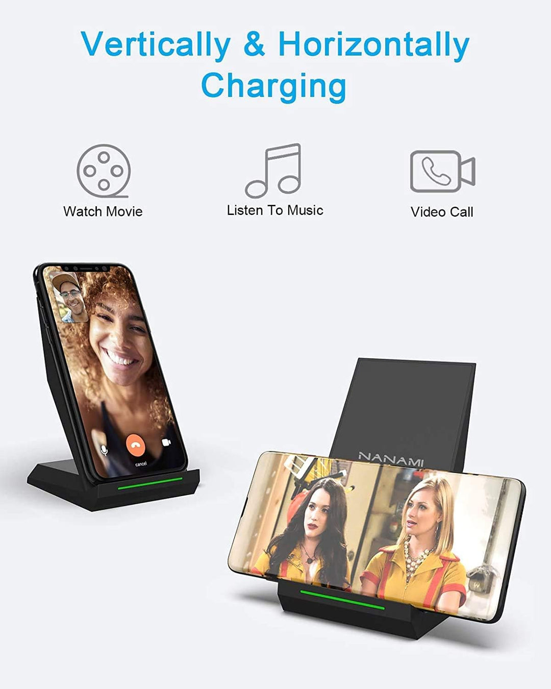 NANAMI Wireless Charger mit 30W USB-C Ladegerät - 2 in 1 Induktive Ladeständer mit Anschluss, Qi Kab