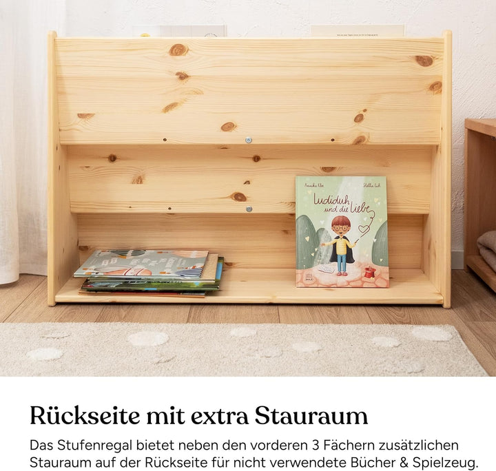 Ehrenkind® Bücherregal aus Kiefer | Kinder Bücherregal mit Kippschutz und Umweltfreundlicher Lackier
