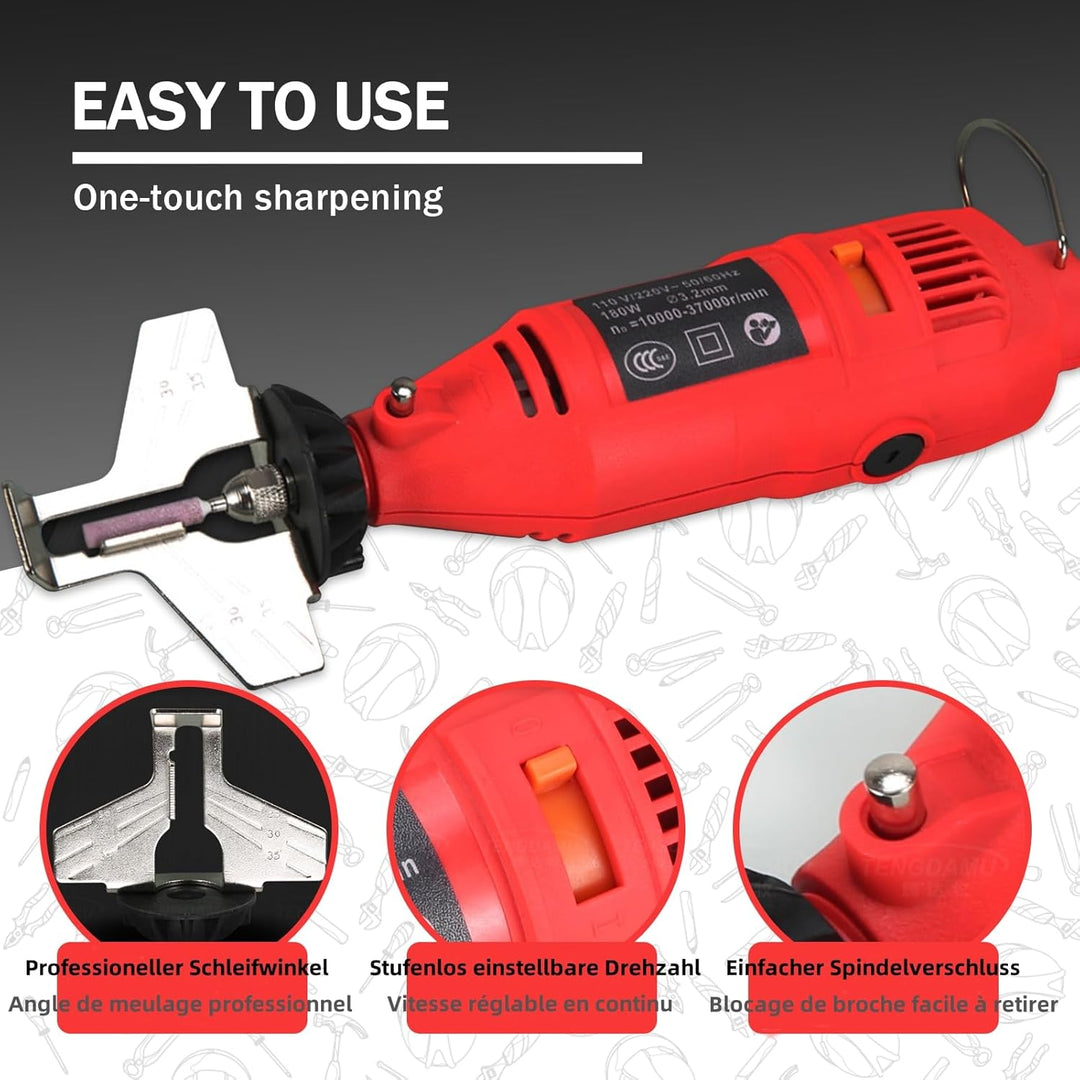 Kettensägenschärfer Handgeführte elektrische Schleifmaschine Kettenschärfgerät Elektrisches Rot, Ele