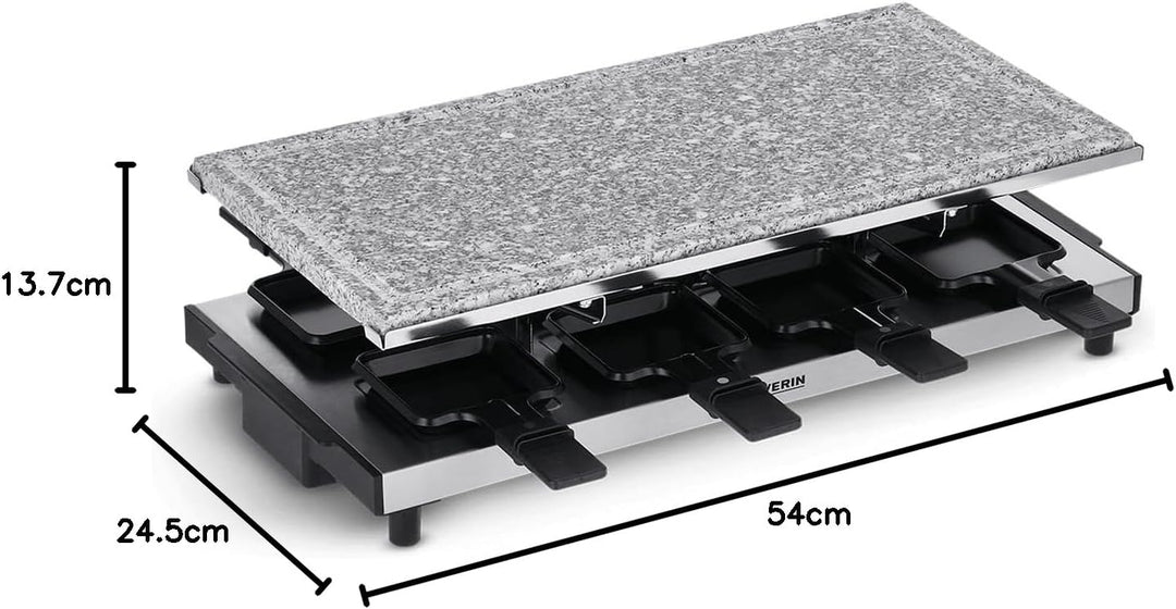 SEVERIN RG 2374 Raclette mit Naturgrillstein, 1700, Kunststoff/Edelstahl, schwarz Hochwertiges