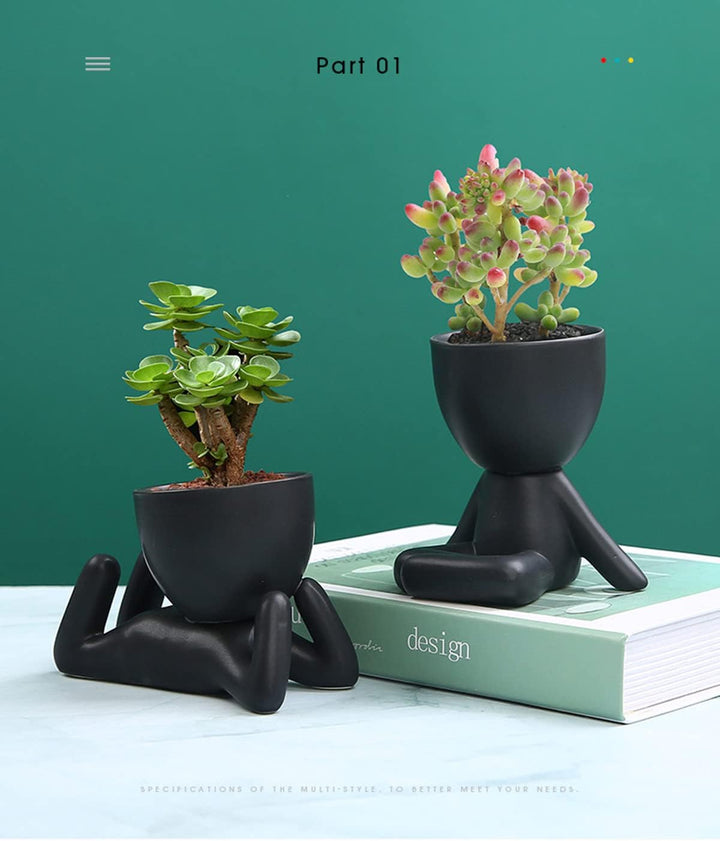QUHUOYAO Modern Home Keramik-Figur, Blumentopf, Sukkulenten-Keramik-Übertopf für Garten, kreative Ke