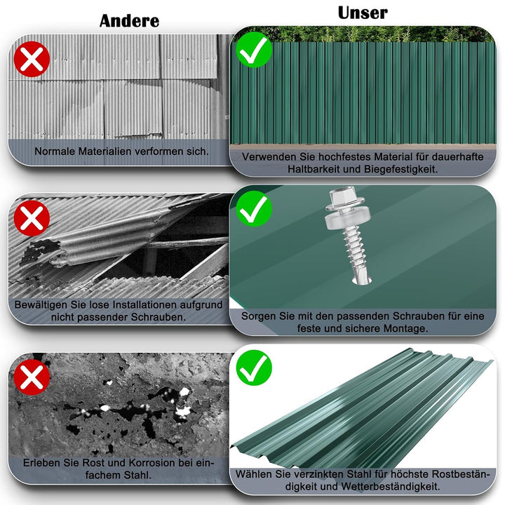 Trapezblech 129x45cm Grün 24er Dachblech Metall Carport wetterfest | 24 Stück Trapezblech 129x45cm,