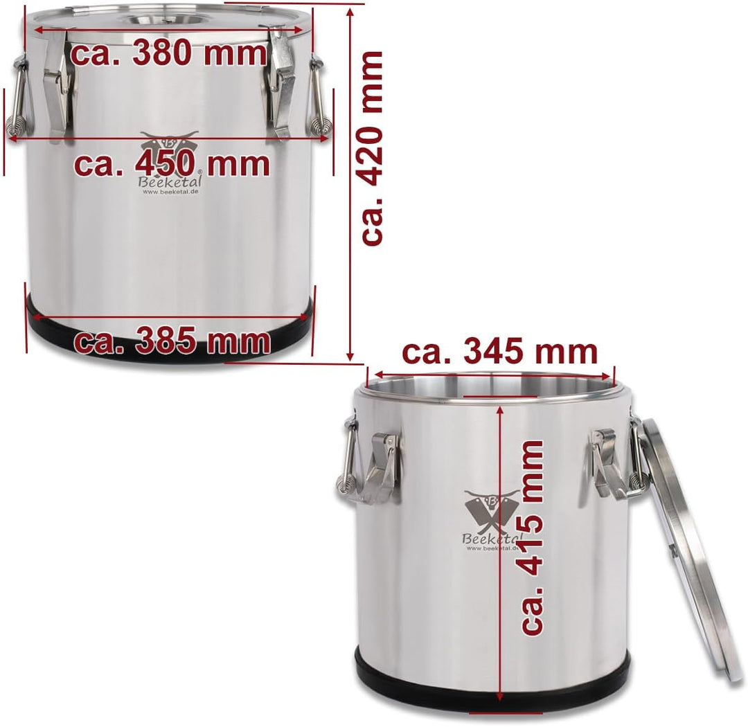 Beeketal 'BTB-33P' Edelstahl Thermobehälter mit 33 L Gesamtvolumen (Max. 30 L Füllmenge) | Doppelwan