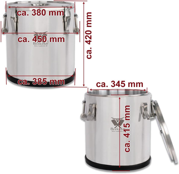 Beeketal 'BTB-33P' Edelstahl Thermobehälter mit 33 L Gesamtvolumen (Max. 30 L Füllmenge) | Doppelwan