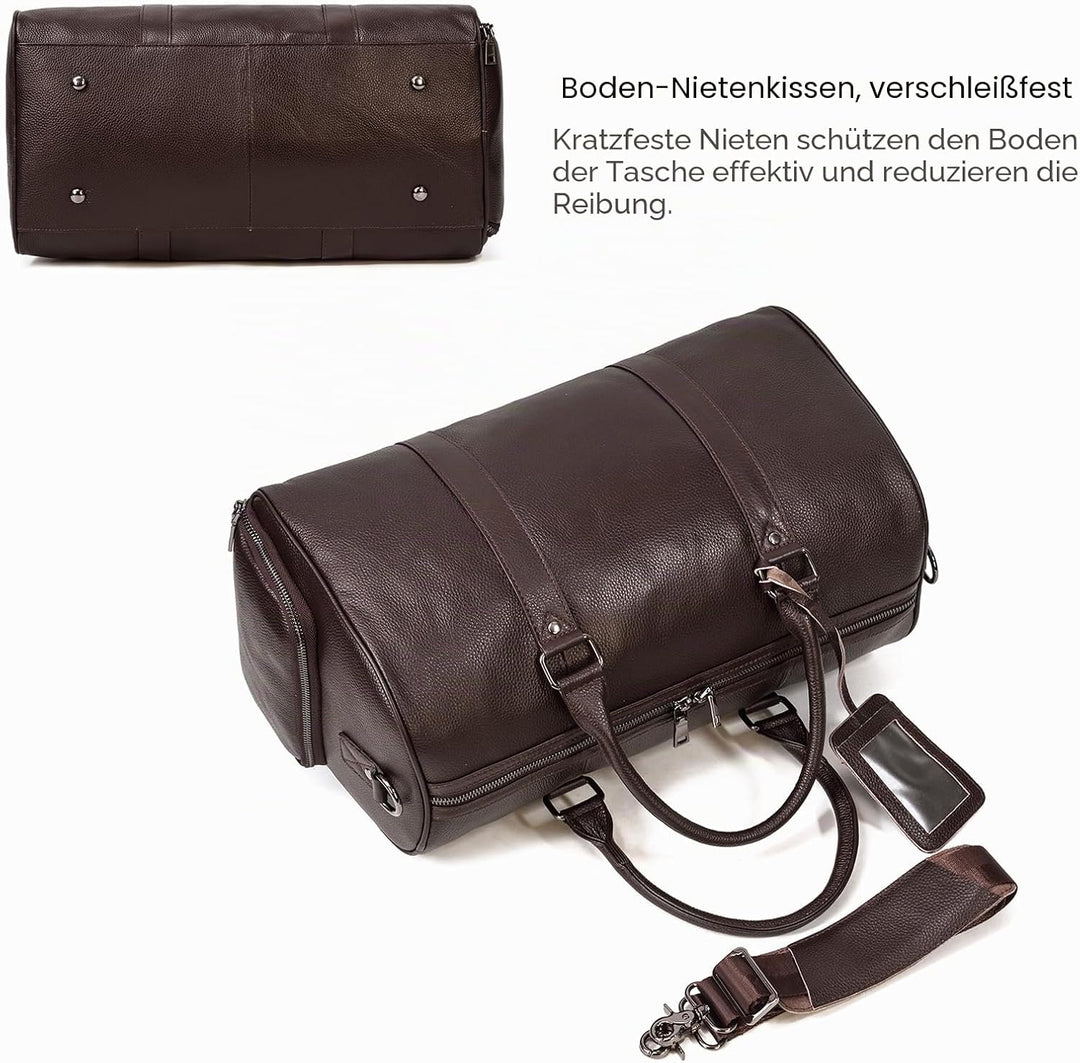 Leder Reisetasche grosse Kapazität Duffel Gepäcktasche mit Schuhfach, Männer Frauen Umhängetasche fü