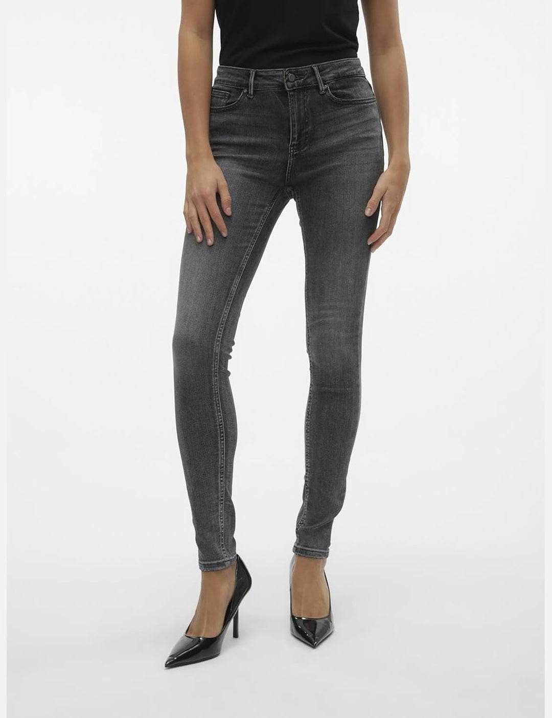Vero Moda Damen Jeans 10298723 M / 34L Medium Grey Denim, M / 34L Medium Grey Denim