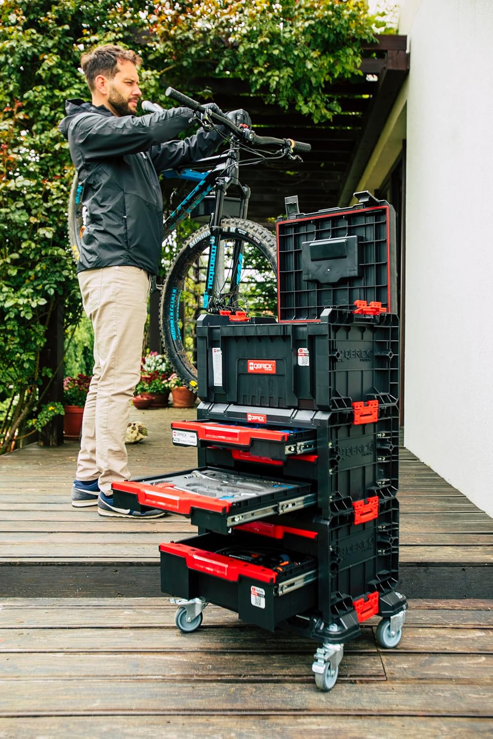 Qbrick System Werkzeugkoffer Werkzeugkasten Leer Werkzeugkiste PRO Organizer 200 Schwarz Rot 452 x 3