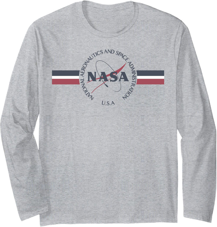 NASA Red White And Blue Banner Logo Langarmshirt
