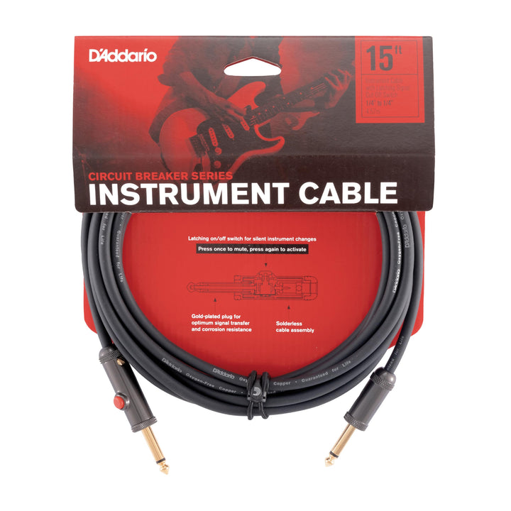 D'Addario PW-AGL-15 mit einrastendem Abschaltschalter / geradem Stecker, 4,6 m 15 füsse Gerade verri