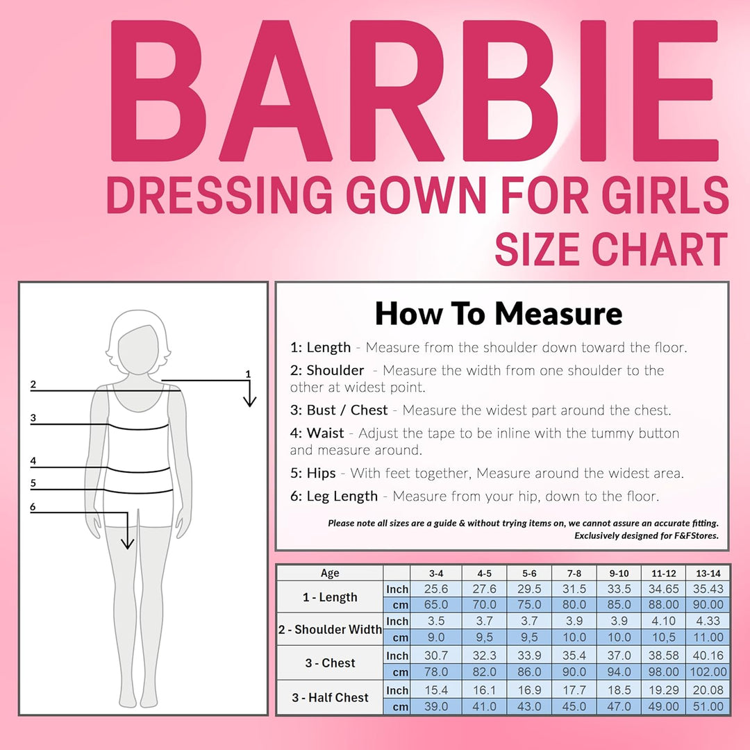 Barbie Bademantel Mädchen, Morgenmantel mit Kapuze und Taschen - Geschenke für Mädchen & Teenager Ro