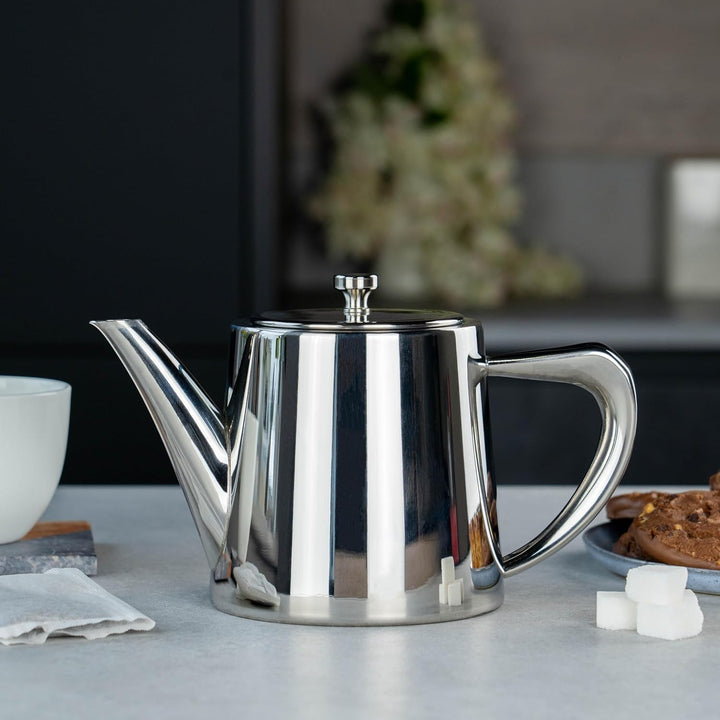 Café Olé DW-035 Derwent Teekanne, Edelstahl, 900 ml, 3 Tassen, hochglanzpoliert 35oz (900ml), 35oz (