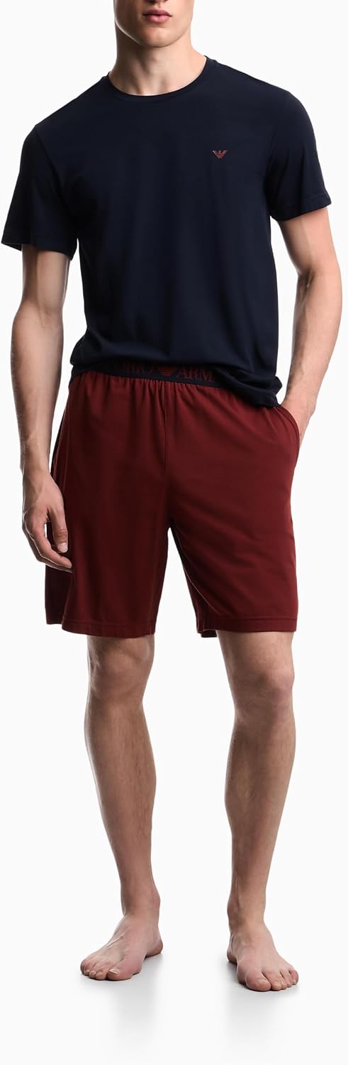 Emporio Armani Herren Short Pajamas Pyjamaset S Blu/Brick, S Blu/Brick