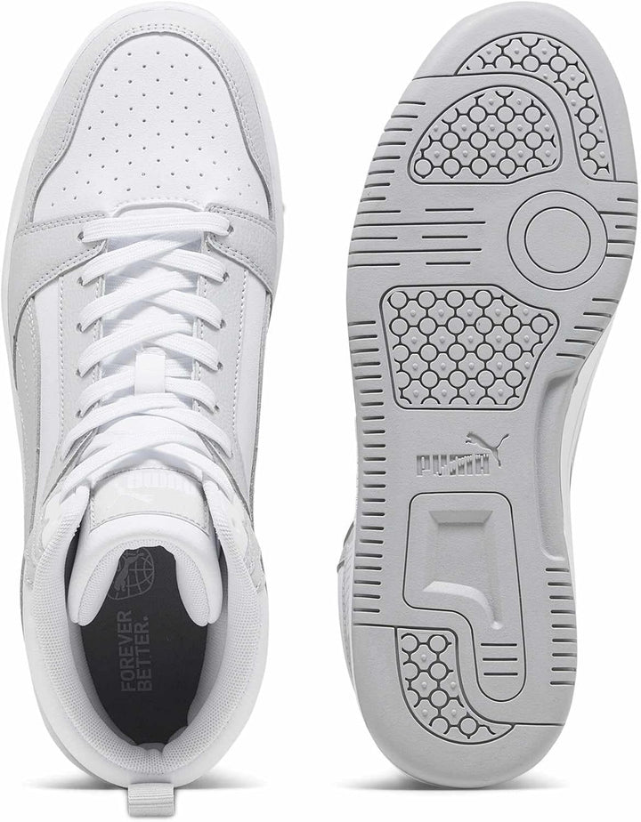 Puma Unisex Rebound V6Sneaker 37.5 EU Puma White Ash Gray, 37.5 EU Puma White Ash Gray
