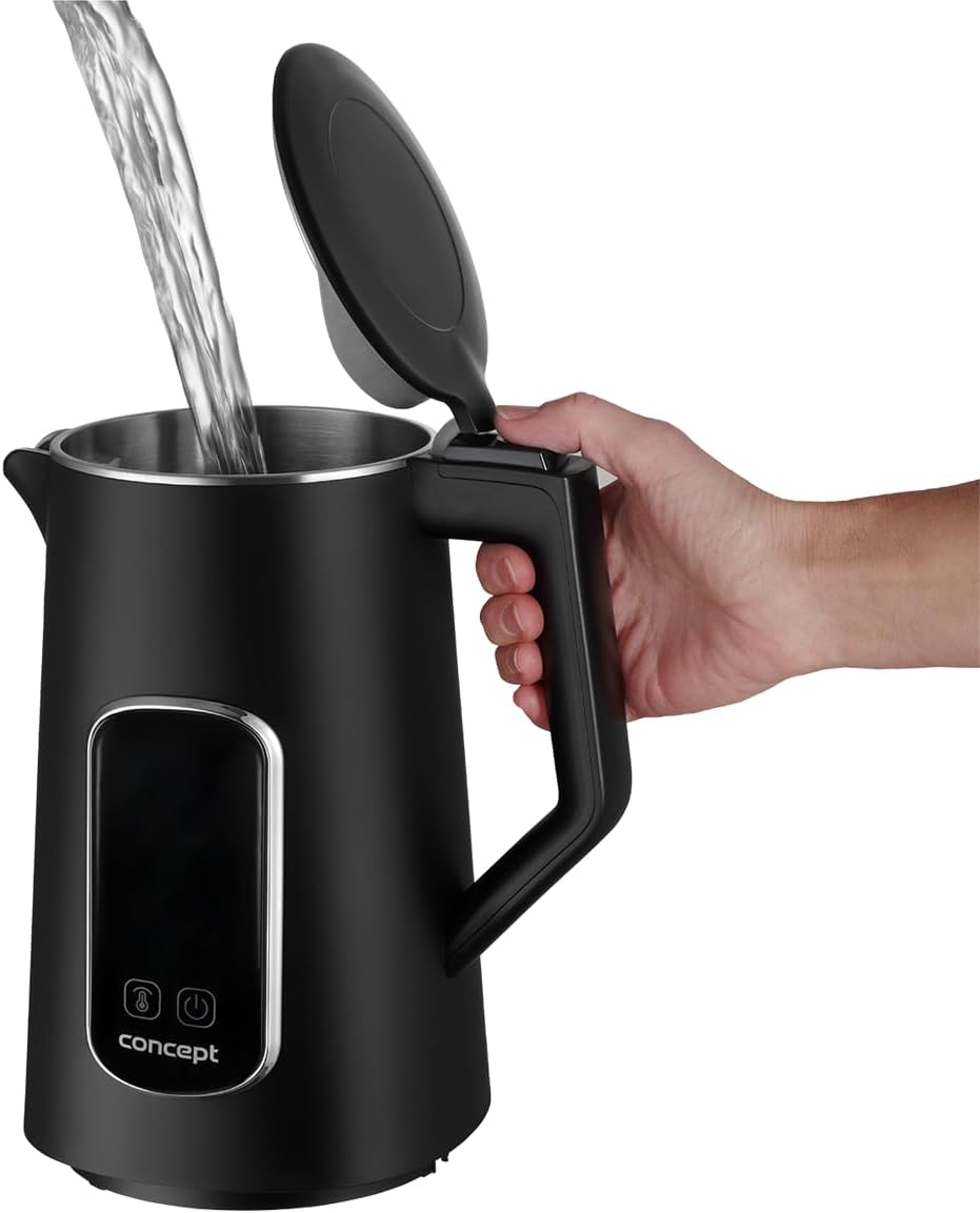 Concept RK3385 Edelstahl Wasserkocher doppelwandig 1,7 l, Schwarz