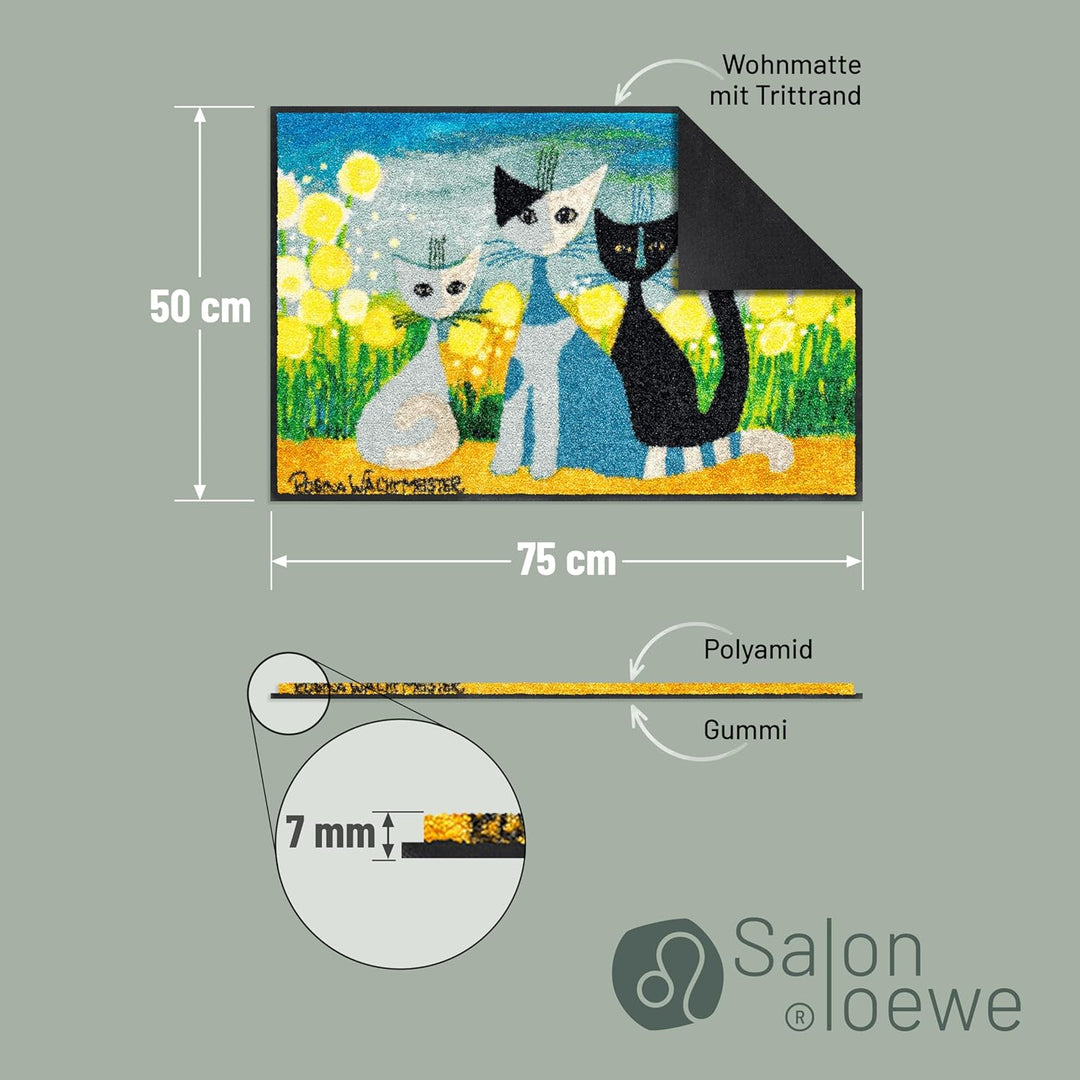 Fussmatte Lifestyle Springtime 50x75 cm Frühling Eingangsmatte bunt Blumen Katzen Fussabtreter H 50