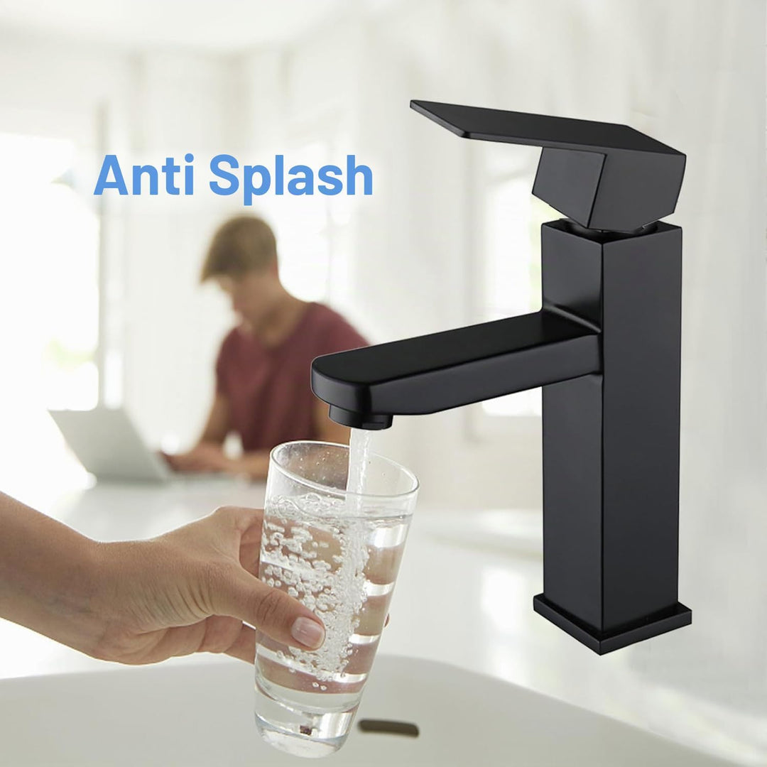 Wasserhahn Bad Schwarz Waschtischarmatur Hoch Badarmatur Waschbecken Armaturen Edelstahl Waschtischa