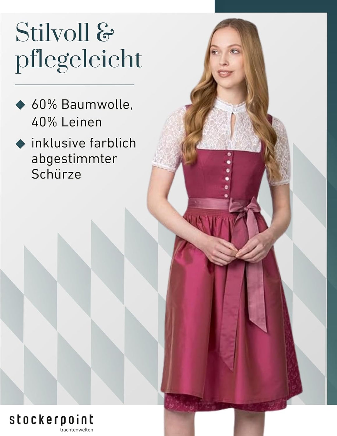 Stockerpoint Damen Dirndl Viano Kleid für besondere Anlässe 32 Beere, 32 Beere