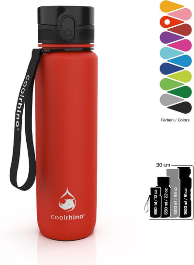 coolrhino Trinkflasche 350ml I 650ml I 1L I 1,5L für Sport, Outdoor, Schule, Fitness & Kinder - Wass