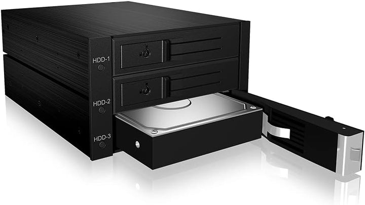 ICY BOX Wechselrahmen Backplane für Festplatten, 3x 3,5 Zoll in 2x 5,25 Zoll Schacht, SATA, Lüfter,