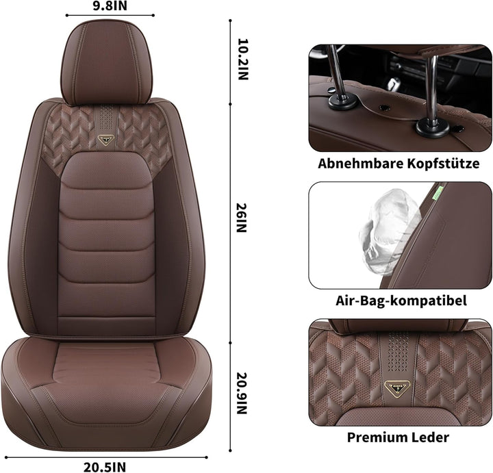 FLORICH Autositzbezüge Komplettset 5 Stück Vorder und Rücksitzbezüge PU-Leder Universel Auto Wasserd