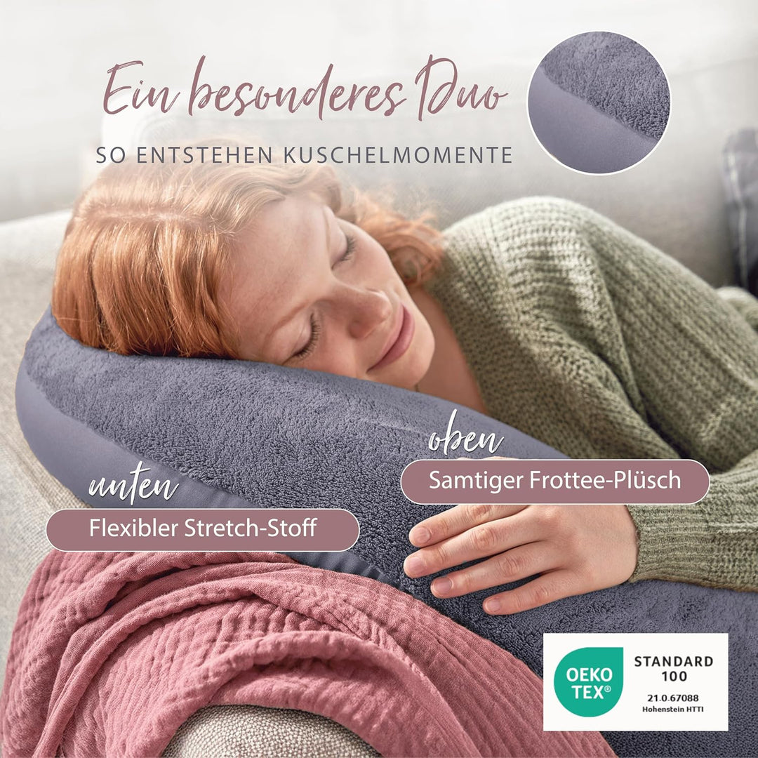 Theraline Plüschmond Stillkissen, Kopfkissen und Nackenkissen mit Perlen, ergonomisches Kissen zum S