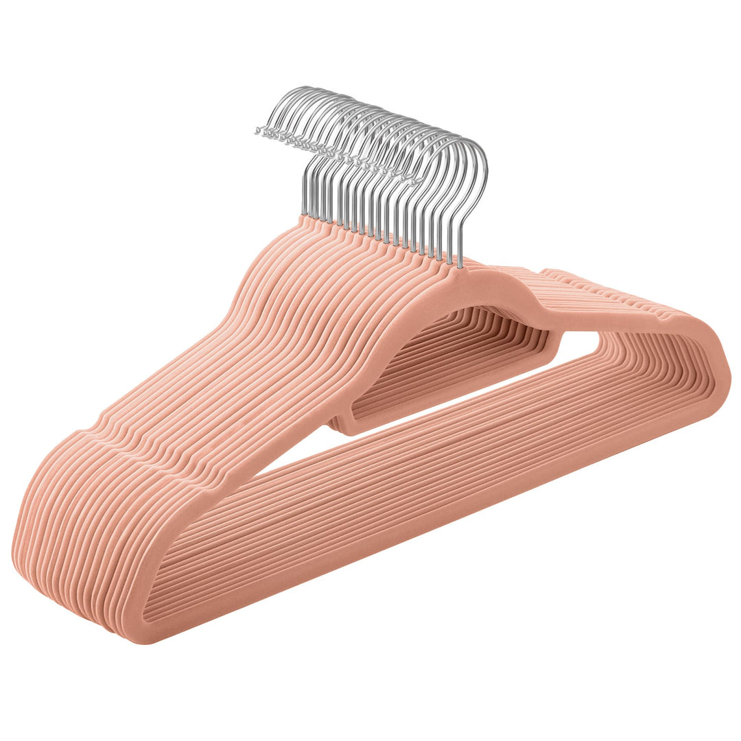 SONGMICS Kleiderbügel Samt, 20er Set, Bügel, rutschfest, kleine Stange für Krawatten, 360° drehbarer