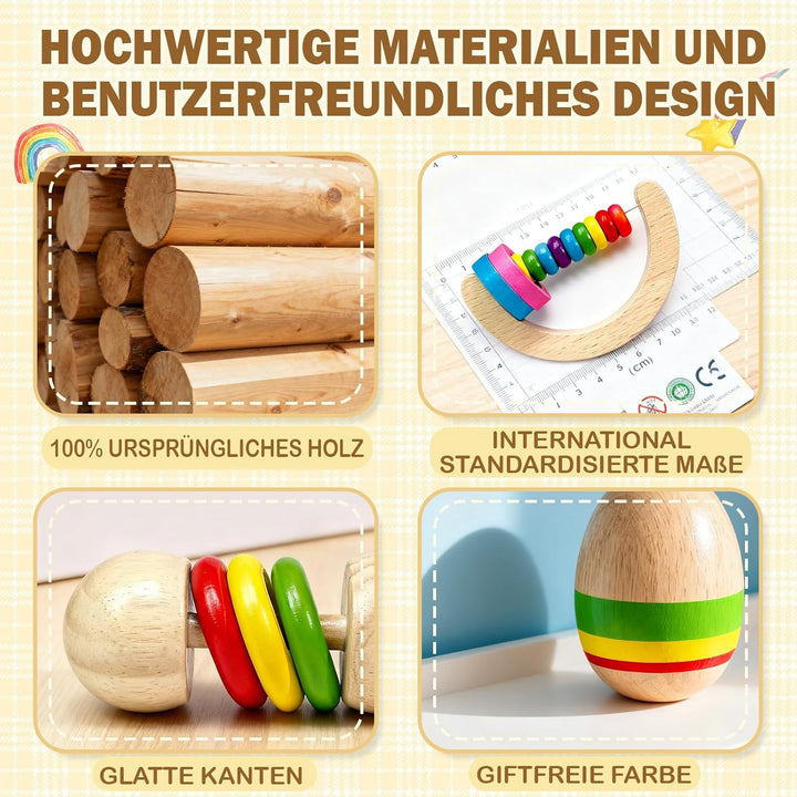 Montessori Baby Spielzeug ab 1 Jahr: Sensorik Rassel Babyspielzeug ab 3-6-9-12-18 Monate Junge Mädch
