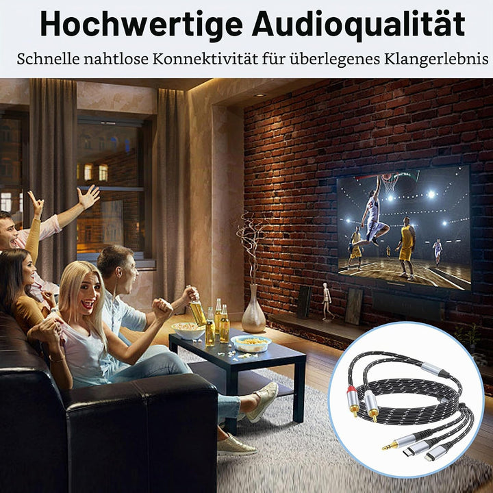 3,5mm zu RCA Audio Adapter, Lightning zu RCA Kabel für iPhone, iPad, MP3, Tablet, HDTV, Heim-Audiosy