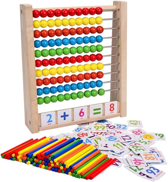 UPKOCH Abakus Für Kinder Montessori Mathe Lernspielzeug Holz Abacus Mit Bunten Perlen Zählrahmen Zur
