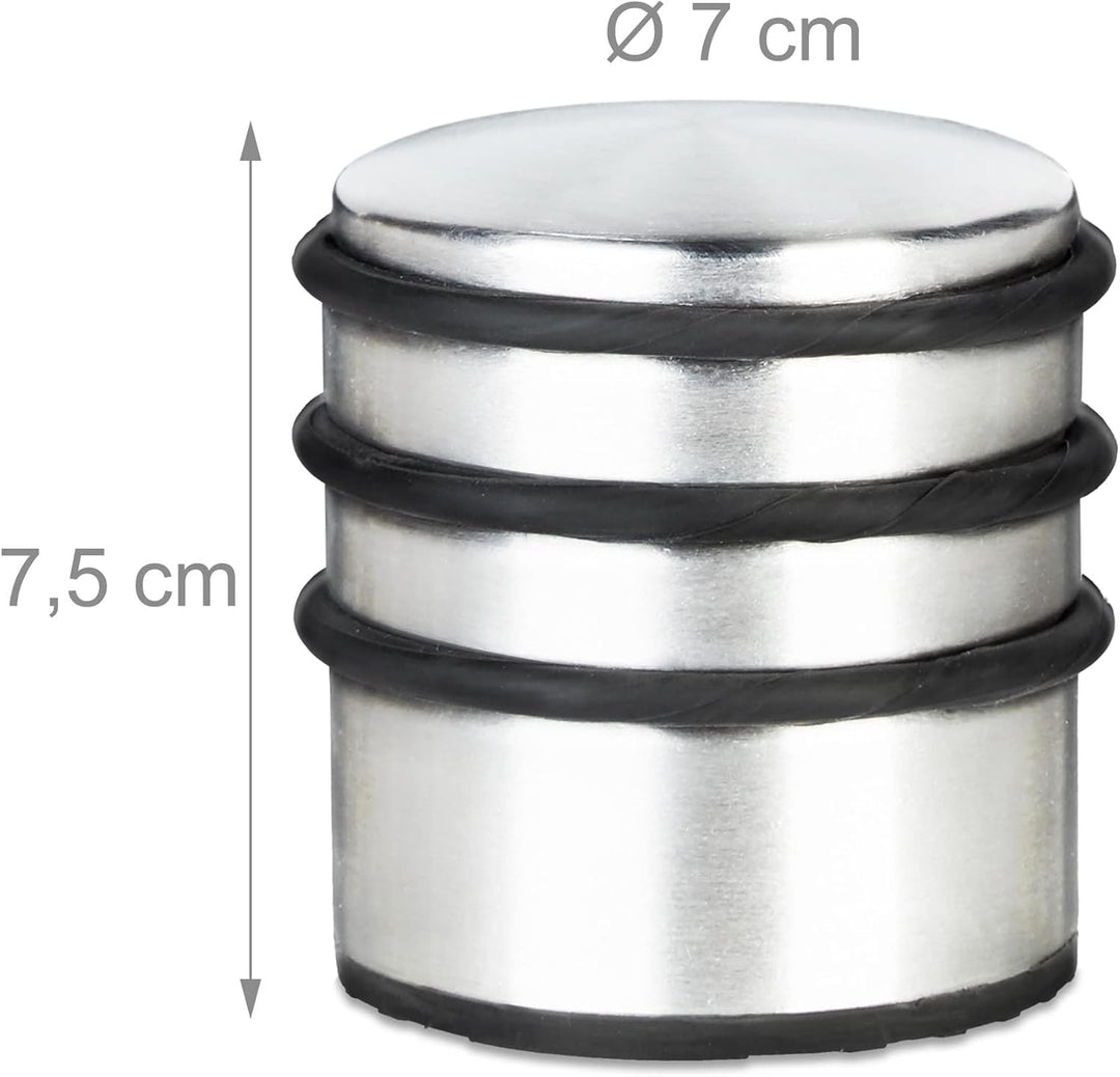 12x Türstopper, Türfeststeller, Türpuffer, Edelstahl, hoch, schwere Türen, Gummischutz, H x D: 7,5 x