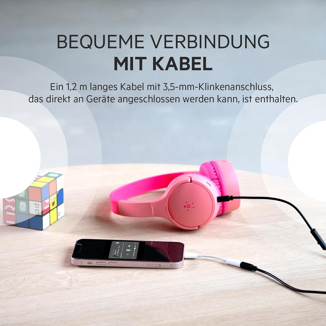 Belkin SoundForm Mini drahtloser Kinder-On-Ear-Kopfhörer mit integriertem Mikrofon zum Online-Lernen