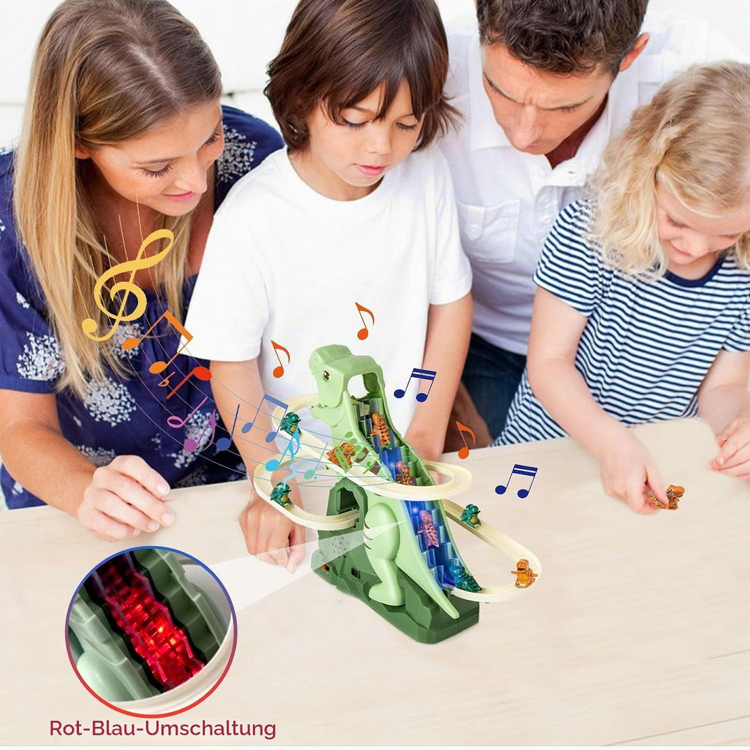 Dinosaurier Spielzeug Kinder, Dino Treppensteiger &amp; Achterbahn Spielzeug mit Licht und Musik, Dinosa