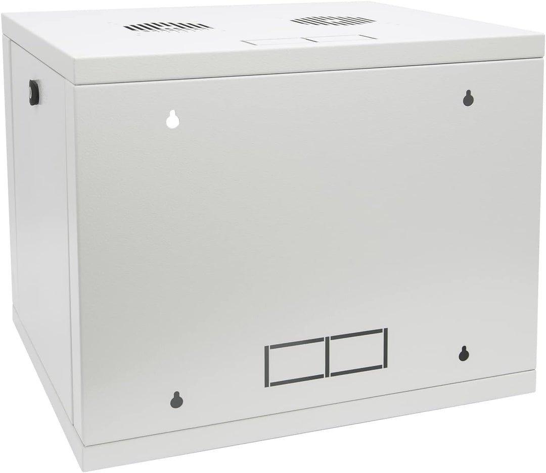 HMF 66409-07 Netzwerkschrank, Serverschrank 19 Zoll | 9 HE | 450 mm Tiefe | Voll montiert | Glastür