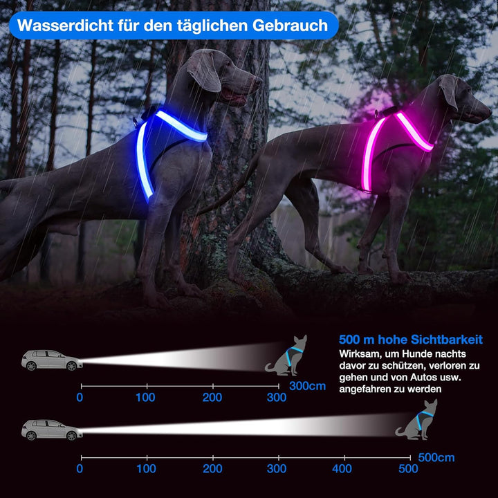 ChalkLit LED Leuchtendes Hundegeschirr USB Wiederaufladbares Vollständig Beleuchtetes Hundegeschirr