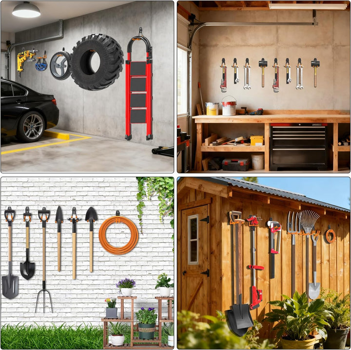 3-H Wandhaken Garage, Gerätehaken Schwerlast Doppelhaken 31 Stück für Leiter, Geräte, Werkzeuge, Sch
