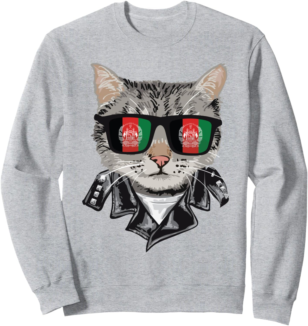 Sonnenbrille mit Afghanistan-Flagge, coole afghanische Katze Sweatshirt