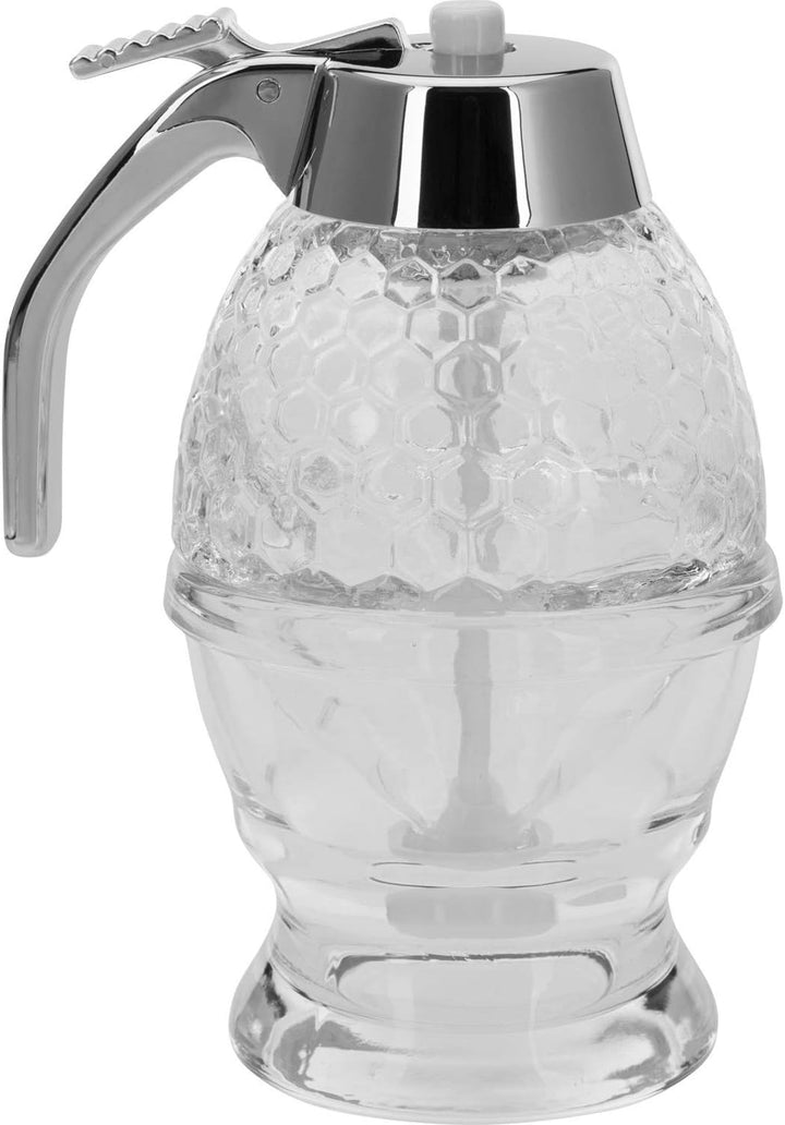 Westmark Honigbirne/Honig-Dosierer mit Untersatz, Fassungsvermögen: 200 ml, Wabenmuster, Glas/Kunsts