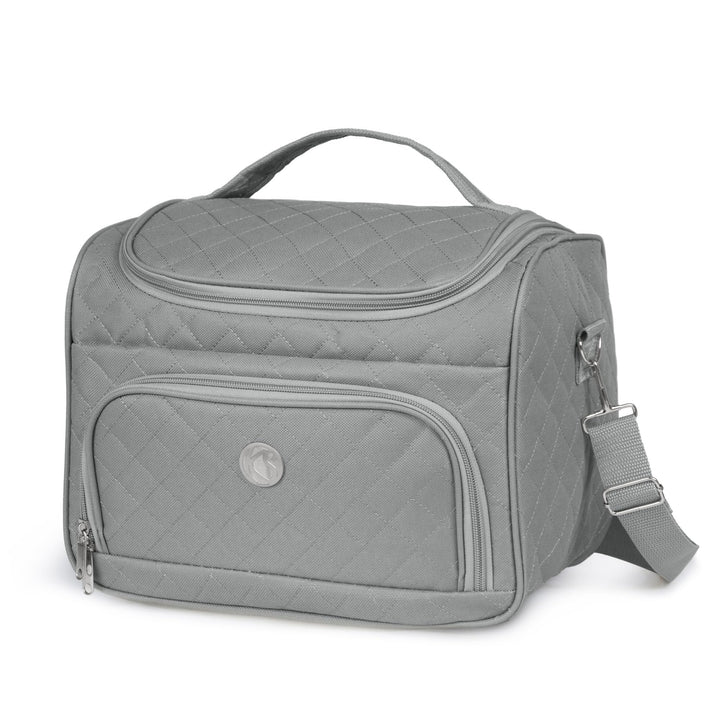 Kosmetiktasche für unterwegs, halbstarr, 25 cm, Kosmetiktasche KINSTON Grau, Grau