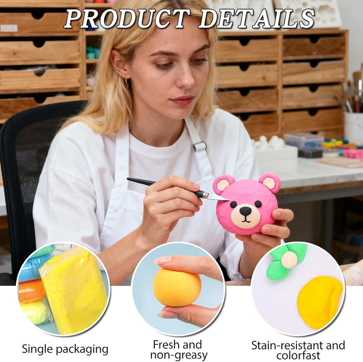 48 Farben luftrocknende Modellermasse Set – 480g Bunte Bastelknete mit Werkzeugen, Aufbewahrungsbeut
