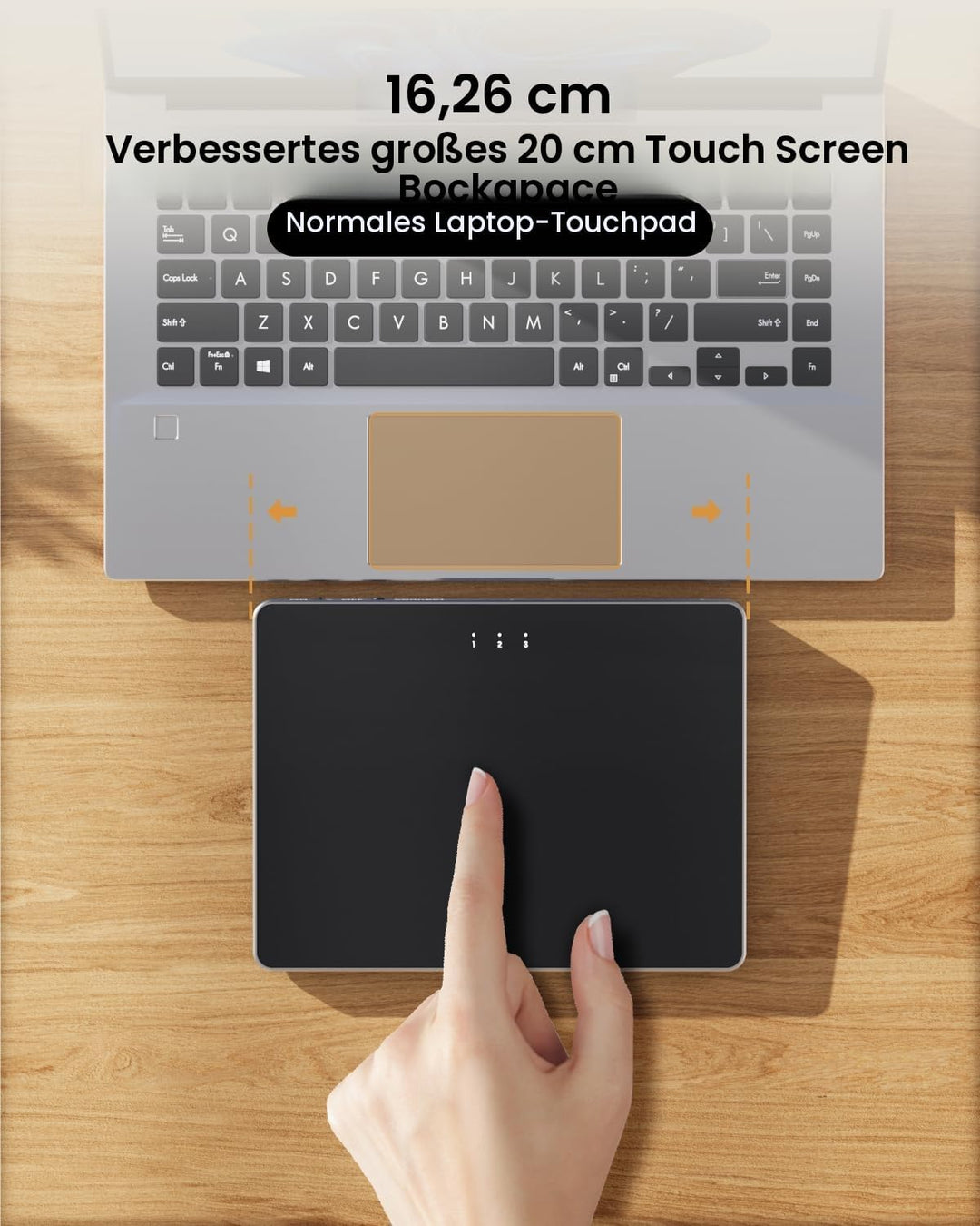 ProtoArc Kabellose Trackpad für Windows 10/11(NOT für Mac), T1 Plus Bluetooth Hochpräzises Touchpad