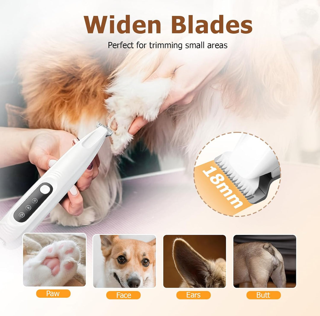 Pfotentrimmer für Hunde & Katzen mit LED Licht, Superleise/Wiederaufladbarer/18 mm breite Klinge Pfo