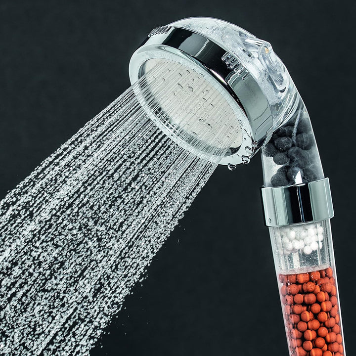 EASYmaxx Wellness-Duschkopf mit Mineralperlen & 3 Wasserstrahl-Modi | Spart 30% Wasser bei ca. 50% m